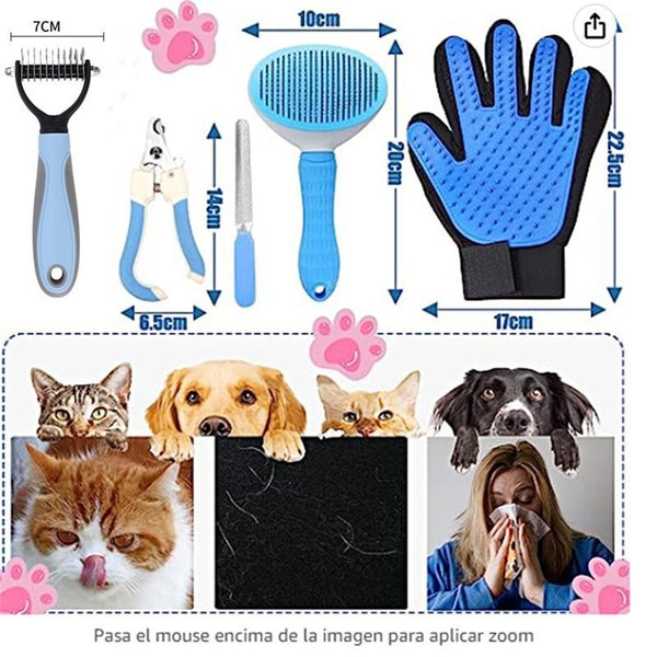 Pink 5 Piece Pet Grooming Kit Cat & Dog Brushes Nail Clippers More Dog Grooming