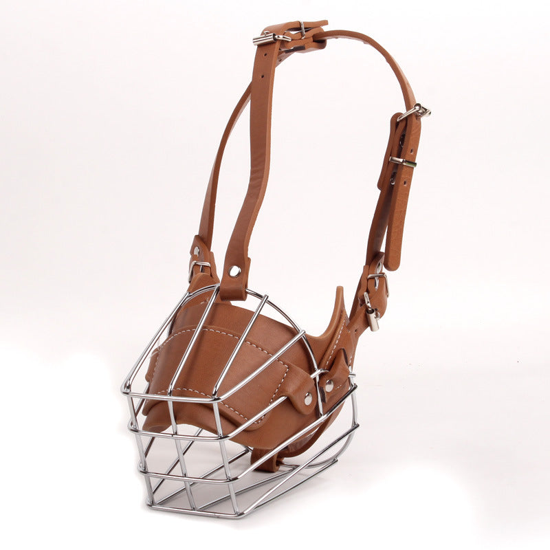 Brown Metal Basket Dog Muzzle Anti Bite & Barking Xl Muzzles