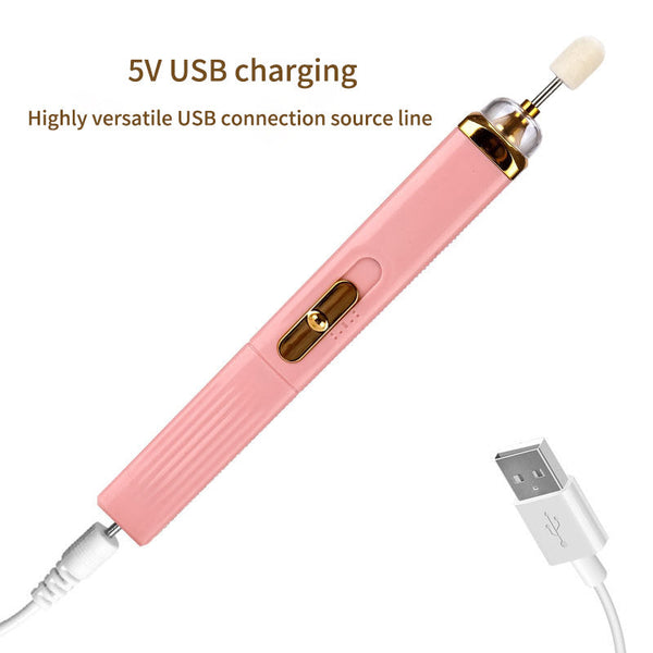 Pink Mini Electric Nail Polisher With Usb Charging And 5 Grinding Heads Electric Files & Tools