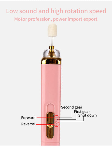 Pink Mini Electric Nail Polisher With Usb Charging And 5 Grinding Heads Electric Files & Tools