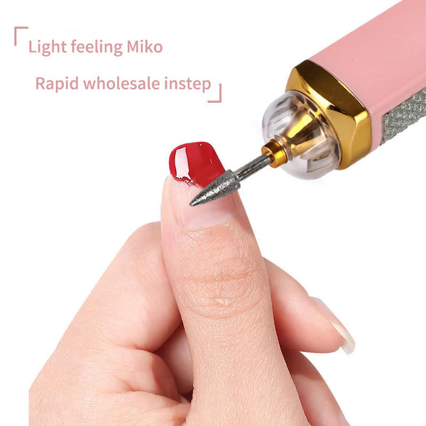 White Mini Electric Nail Polisher Usb Charging With 5 Grinding Heads Electric Files & Tools