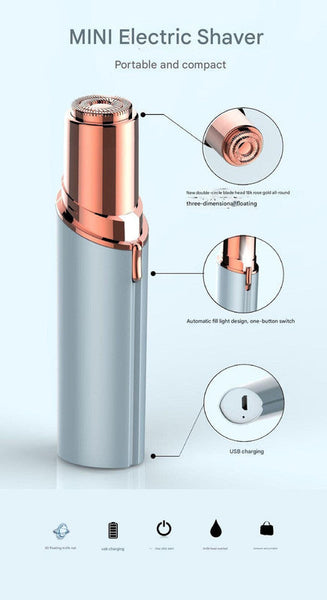 White Mini Lipstick Electric Shaver Usb Rechargeable Facial Hair Remover Women's Shavers