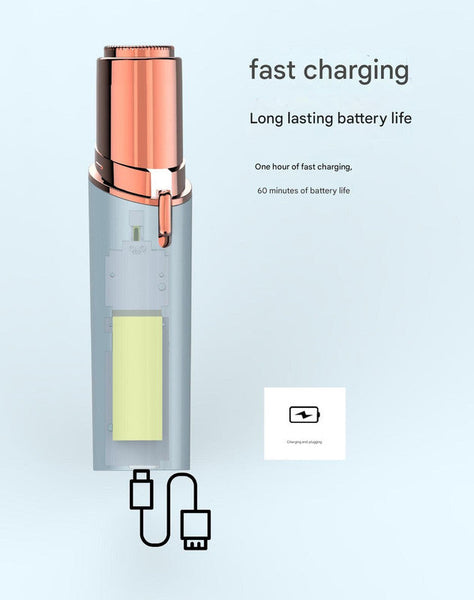 White Mini Lipstick Electric Shaver Usb Rechargeable Facial Hair Remover Women's Shavers