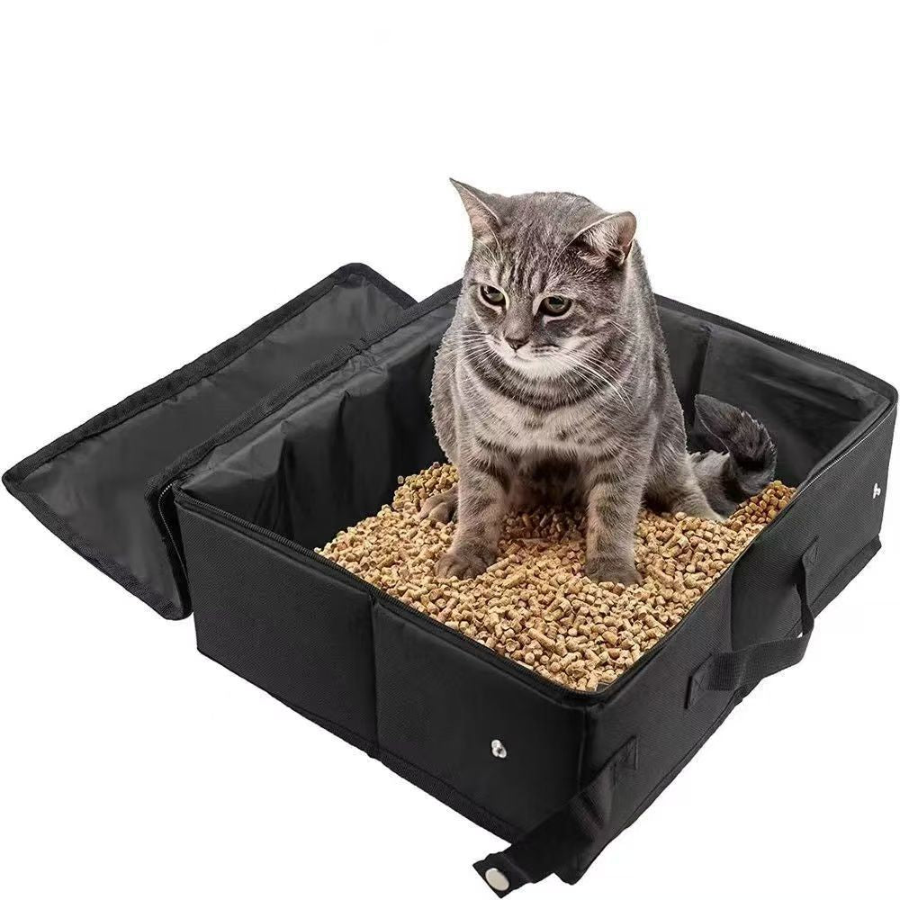 Black Foldable Box Waterproof Travel Pan For Cats Cat Litter