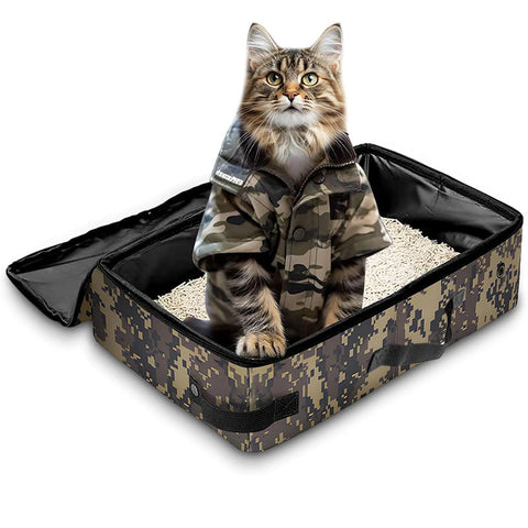 Camouflage Foldable Box Waterproof Travel Pan For Cats Cat Litter