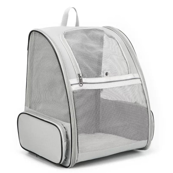 Gray Foldable Pet Carrier Backpack Breathable Mesh Travel Bag For Cats And Small Dogs Pet Transport