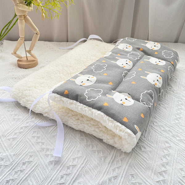 Tie On Cat Cage Platform Pad Rabbit Pattern Gray Background (30X50cm) Cat Houses