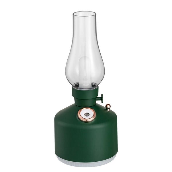 White Retro Kerosene Lamp Humidifier Rechargeable Cool Mist Maker With Dimmable Light Lamps