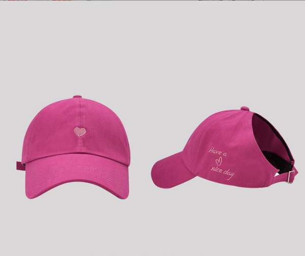 Rose Red Stylish Ponytail Opening Baseball Cap "Have A Nice Day" Embroidery Hats & Headwear