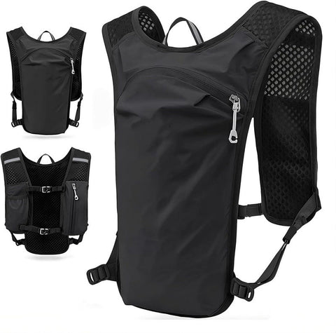 Black Lightweight Hydration Vest Pack Breathable Running & Cycling Backpack Hydration Packs