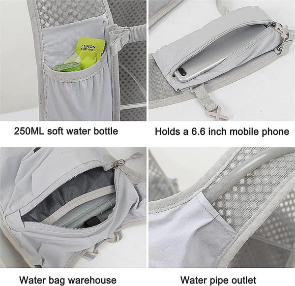 Black Lightweight Hydration Vest Pack Breathable Running & Cycling Backpack Hydration Packs