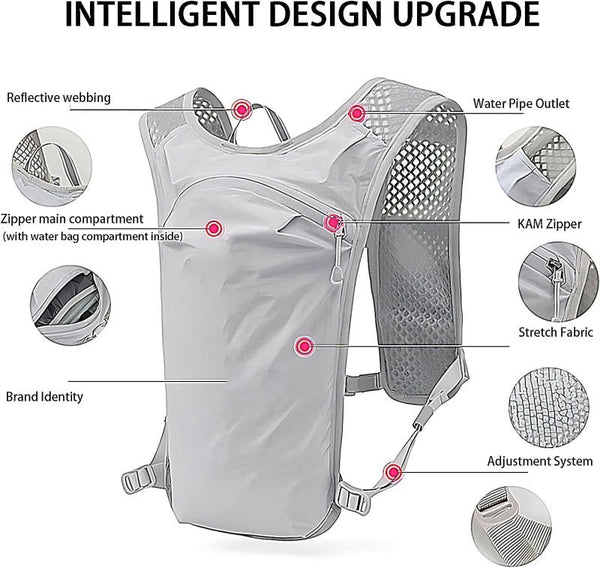 Black Lightweight Hydration Vest Pack Breathable Running & Cycling Backpack Hydration Packs