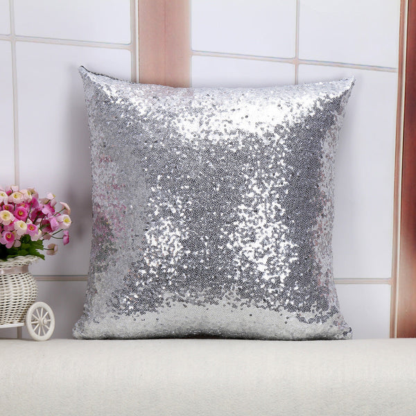Shiny Sequin Pillowcase Single Sided Gorgeous (Silver Pair: 45X45cm) Pillow Cases