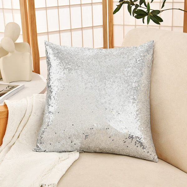 Shiny Sequin Pillowcase Single Sided Gorgeous Silver Pair 45X45cm Pillow Cases