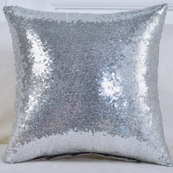 Shiny Sequin Pillowcase Single Sided Gorgeous Silver Pair 45X45cm Pillow Cases