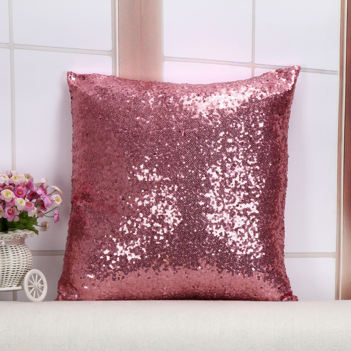 Shiny Sequin Pillowcase Single Sided Gorgeous Pillow Case Pair Size40x40cm Pillow Cases
