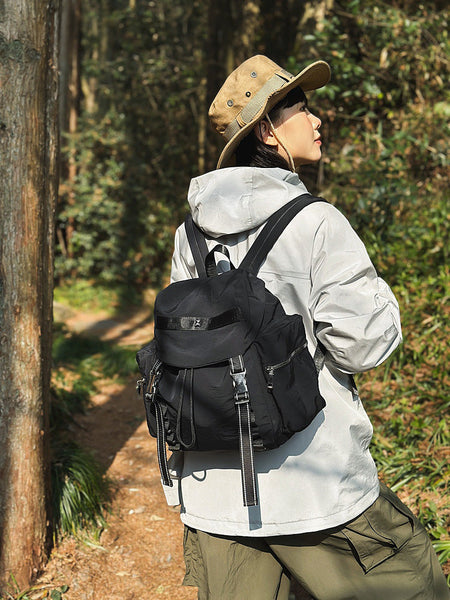 Black Lightweight Nylon Backpack Water Resistant Travel Daypack For Women & Men Dry Bags