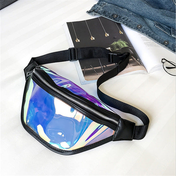 Black Transparent Waist Bag Shiny Laser Crossbody Waist Packs & Bags