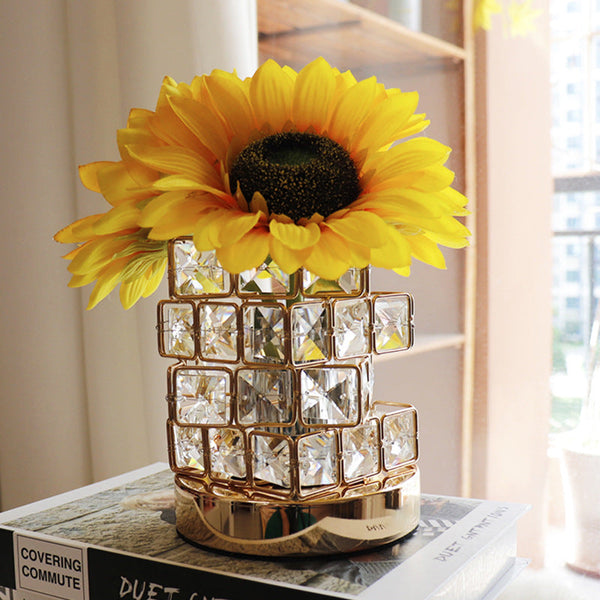 Sunflower Led Crystal Flower Table Lamp Usb Rechargeable Touch Control Night Light Lamps