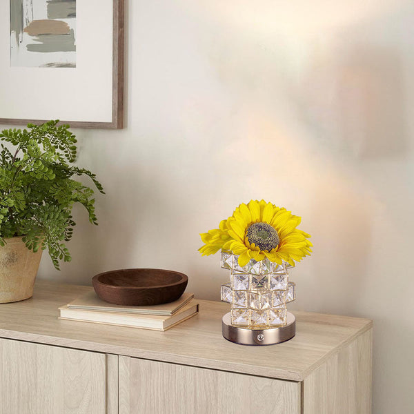 Sunflower Led Crystal Flower Table Lamp Usb Rechargeable Touch Control Night Light Lamps