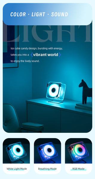 Retro Bluetooth Speaker Transparent Vinyl Design With Rgb Light Audio Docks & Mini Speakers