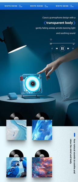 Retro Bluetooth Speaker Transparent Vinyl Design With Rgb Light Audio Docks & Mini Speakers