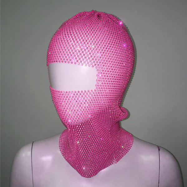 Black Glitter Rhinestone Face Balaclava Trendy Music Festival Head Cover 37Cm Balaclavas Masks & Tubes