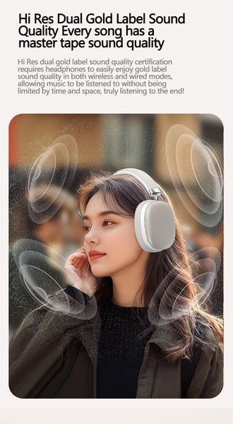 Black Wireless Bluetooth Over Ear Deep Bass Foldable Long Battery Life Headphones