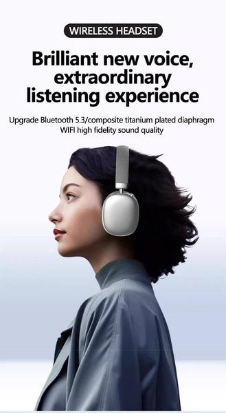 Silver Comfortable Over Ear Hi Fi Sound Long Battery Swivel Control Headphones