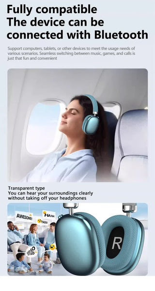 Silver Comfortable Over Ear Hi Fi Sound Long Battery Swivel Control Headphones