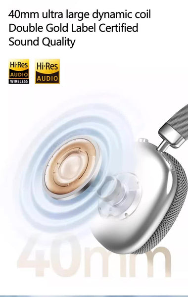 Silver Comfortable Over Ear Hi Fi Sound Long Battery Swivel Control Headphones