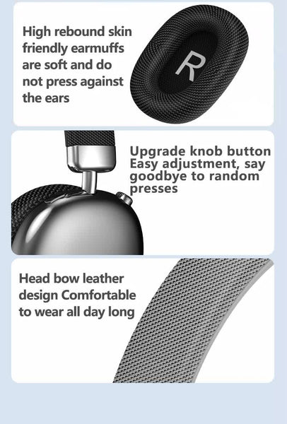 Silver Comfortable Over Ear Hi Fi Sound Long Battery Swivel Control Headphones