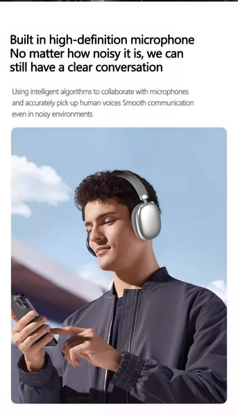 Silver Comfortable Over Ear Hi Fi Sound Long Battery Swivel Control Headphones