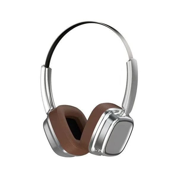 Silver And Brown Compact Retro Wireless Bluetooth Deep Bass Immersive Sound Headphones
