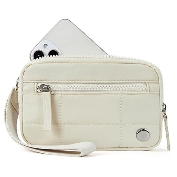 Beige Waterproof Wristlet Wallet Nylon Pouch For Cards Phone & Coins(Without Mobile Phone) Wallets