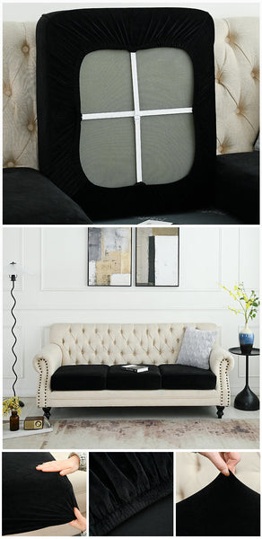 Elosung 2 Pcs Black Elegant Polyester Sofa Cover Full Protection Against Cat Scratches & Wear Slipcovers