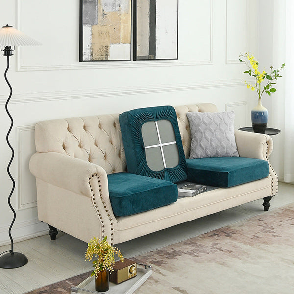 Elosung 2 Pcs Green Elegant Polyester Sofa Cover Full Protection Against Cat Scratches & Wear Slipcovers