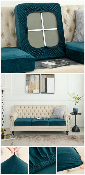 Elosung 2 Pcs Green Elegant Polyester Sofa Cover Full Protection Against Cat Scratches & Wear Slipcovers