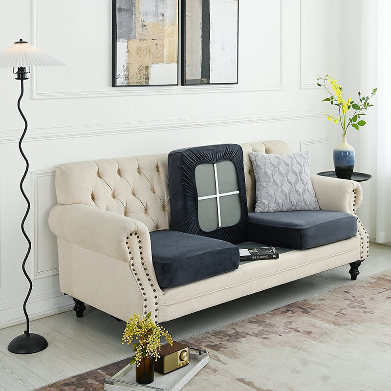 Elosung 2 Pcs Dark Grey Elegant Polyester Sofa Cover Full Protection Against Cat Scratches & Wear Slipcovers