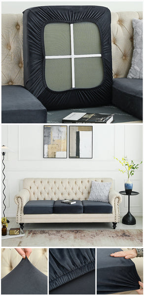 Elosung 2 Pcs Dark Grey Elegant Polyester Sofa Cover Full Protection Against Cat Scratches & Wear Slipcovers