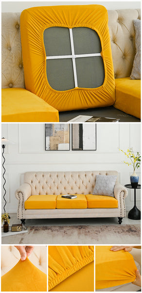 Elosung 2 Pcs Yellow Elegant Polyester Sofa Cover Full Protection Against Cat Scratches & Wear Slipcovers