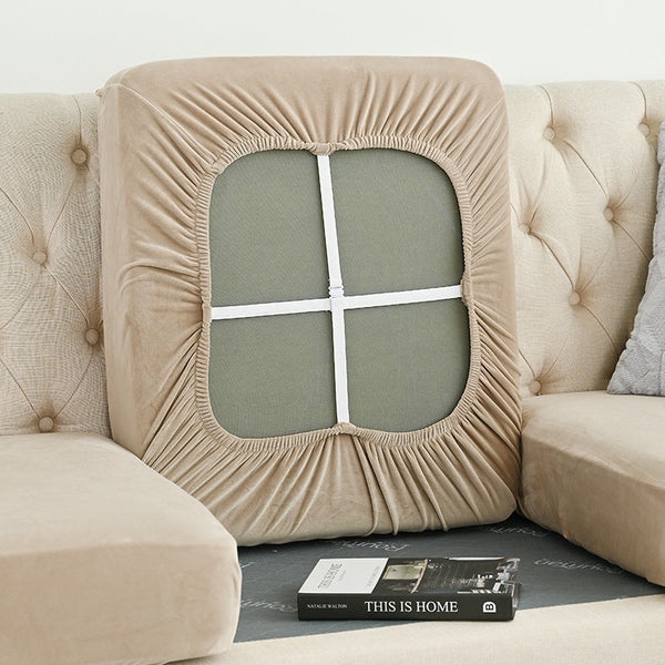 Elosung 2 Pcs Khaki Elegant Polyester Sofa Cover Full Protection Against Cat Scratches & Wear Slipcovers