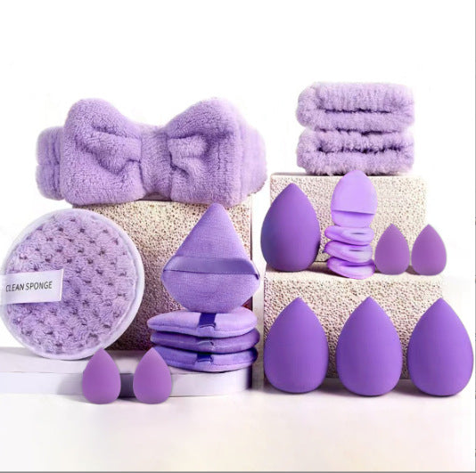 3 * Brown 20 Sets Makeup Sponge Flannel Headband Crystal Velvet Puffs Non Latex Beauty Blenders For Flawless Application Sponges Applicators & Cotton