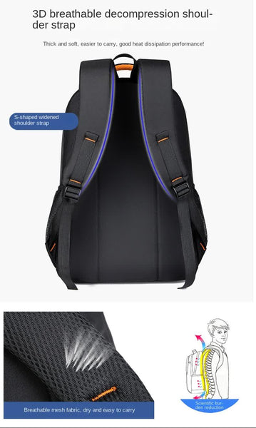 Black Large Capacity Business Backpack For Men And Women Waterproof Laptop School Bag With Breathable Design Laptop Cases & Bags