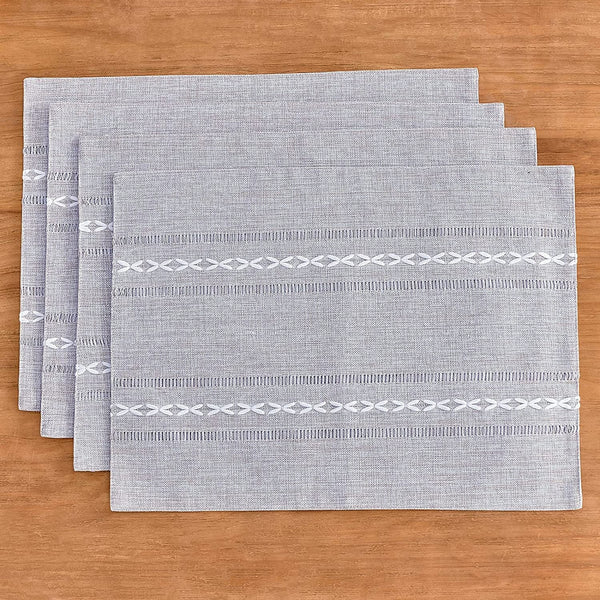Elosung Blue Woven Heat Resistant Linen Table Mats Coasters Set Placemats