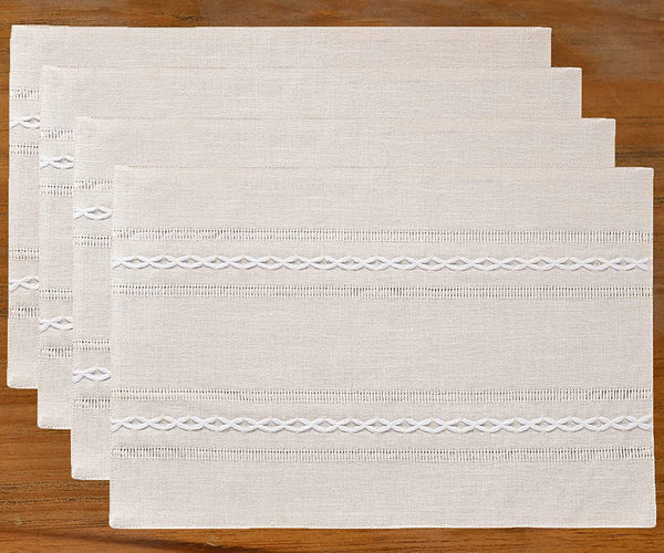 Elosung 1 Sets Of 4 Pcs White Woven Heat Resistant Kitchen Table Mats Coffee Tea Cup Coasters Linen Blend Dining Decor Placemats