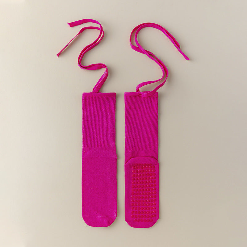 Elosung 3 Pcs Pink Non Slip Yoga With Cross Straps Cotton Pilates Dance For Women Lightweight Comfort Socks