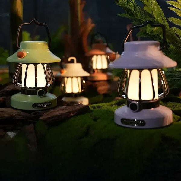 White Retro Snail Night Light Portable Rechargeable Camping Lantern With Hook 3 Color Dimming Night Lights