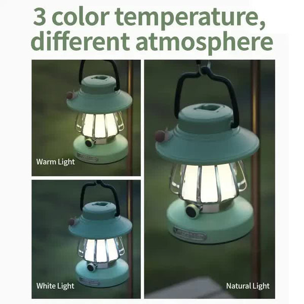 White Retro Snail Night Light Portable Rechargeable Camping Lantern With Hook 3 Color Dimming Night Lights
