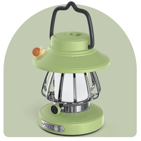 White Retro Snail Night Light Portable Rechargeable Camping Lantern With Hook 3 Color Dimming Night Lights